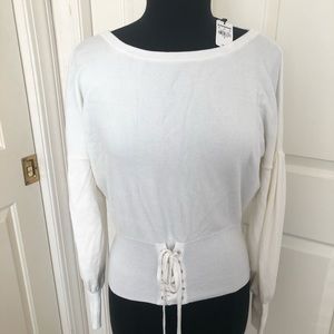 Express front-tie corset sweater